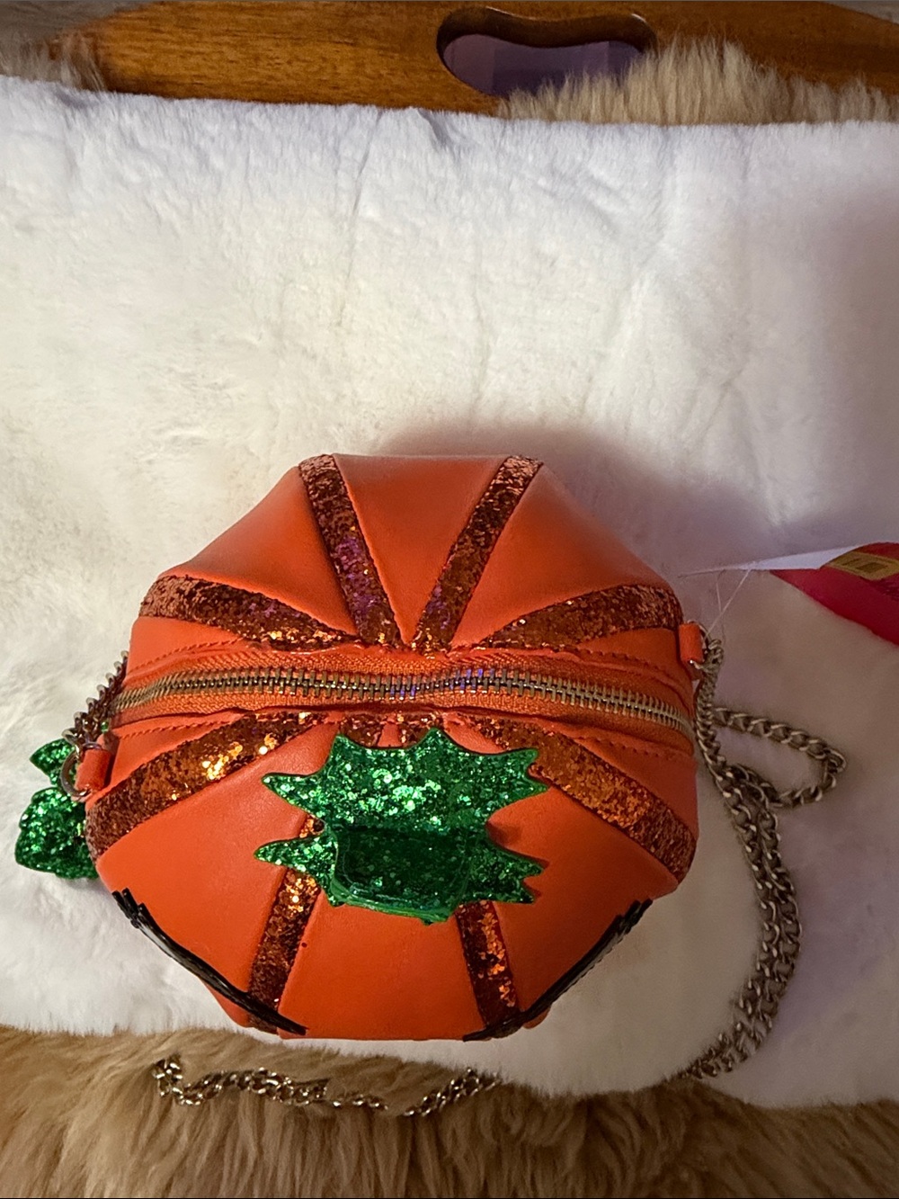 RARE Betsey Johnson 3D KITSCH Oh My Gourd PUMPKIN Crossbody Purse Bag Halloween - Picture 5 of 8